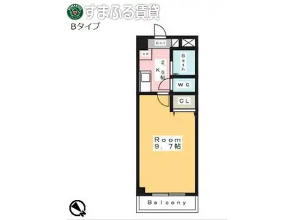 A・CITY日の出(1K/4階)の間取り写真