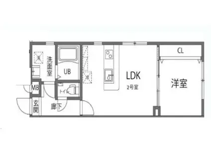 KANOA池上(1LDK/2階)の間取り写真