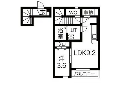 ラビスタアイワヒルズI(1SK/2階)の間取り写真
