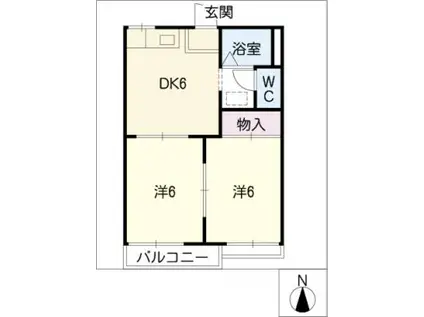 タウニー上条(2DK/2階)の間取り写真