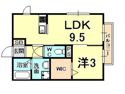 ボナール クレハ(1LDK/1階)の間取り写真