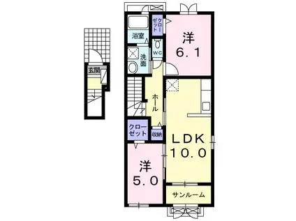 ルミエール B(2LDK/2階)の間取り写真