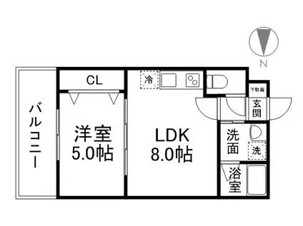 サクシード丹波橋西(1LDK/2階)の間取り写真