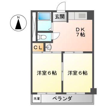 栄ファイブマンション(2DK/3階)の間取り写真