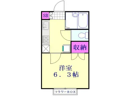 シーダーベルクA(1K/1階)の間取り写真