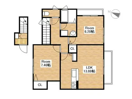 サラージュII(2LDK/2階)の間取り写真