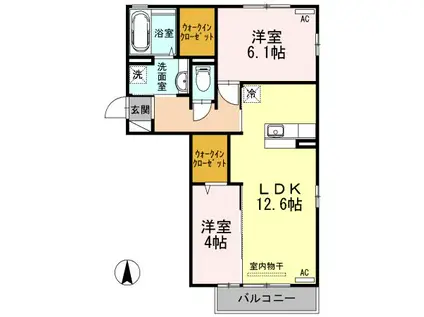 アモリール(2LDK/2階)の間取り写真