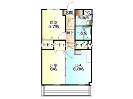 ジェードパレス(2DK/3階)の間取り写真