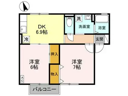 セピアコートA(2LDK/2階)の間取り写真