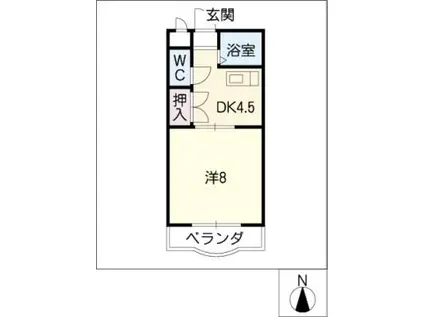 エクシブ長久手(1DK/2階)の間取り写真