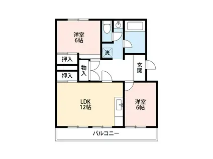 小高原マンション(2LDK/1階)の間取り写真