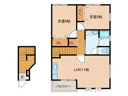 セトゥールメントコーポ(2LDK/2階)の間取り写真