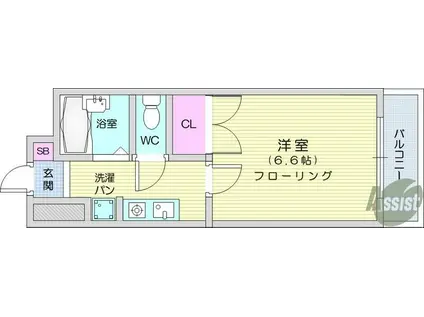 ロイヤルヒルズ柳生Ⅲ(1K/3階)の間取り写真