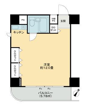 ライオンズプラザ新横浜(ワンルーム/9階)の間取り写真
