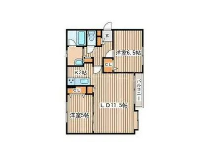 レジデンス栄通(2LDK/1階)の間取り写真