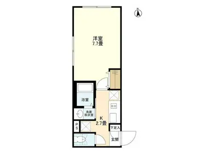 ウェルスクエアイズム武蔵小山ウエスト(1K/2階)の間取り写真