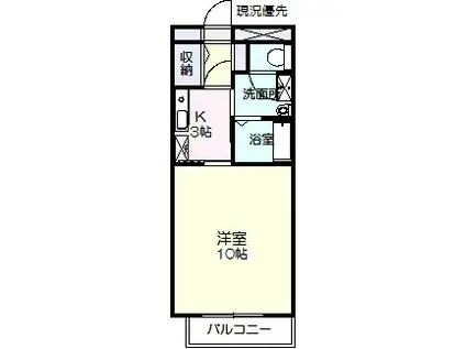 リバティコート107(1K/1階)の間取り写真