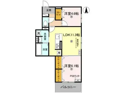 GRAMM北浜(2LDK/2階)の間取り写真