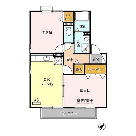 アメニティ裕(2DK/2階)の間取り写真