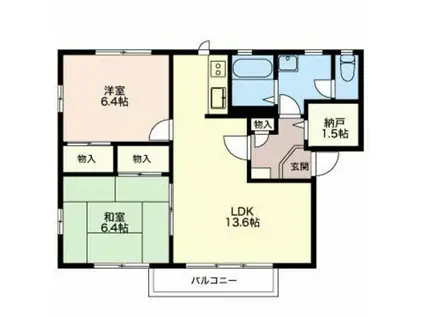 シティ クレスト C(2LDK/2階)の間取り写真