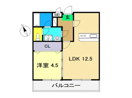 グランビュー(1LDK/7階)の間取り写真
