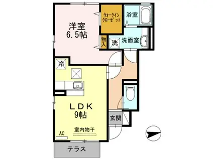 カシータ等々力緑地(1LDK/1階)の間取り写真