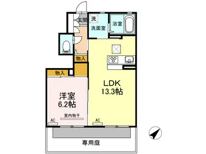 グラン・メゾン大石 A棟(1LDK/1階)の間取り写真