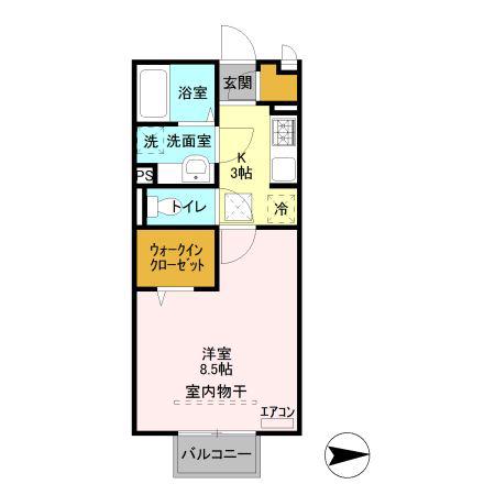 プレシャス育英(1K/1階)の間取り写真