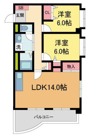 ツインアルカディア(2LDK/1階)の間取り写真