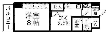 ベルシティ榴ヶ岡(1DK/11階)の間取り写真