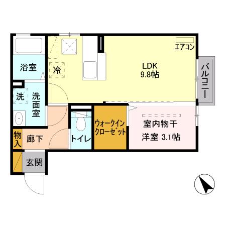 セジュール A(1LDK/1階)の間取り写真