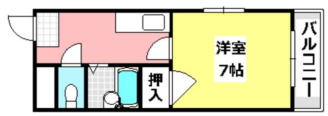 ハイツ和路(1K/2階)の間取り写真