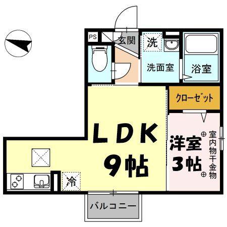 セジュールウィット大池Ⅱ(1LDK/1階)の間取り写真