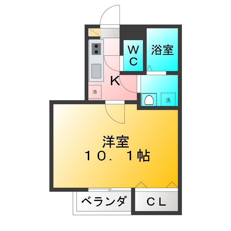 ソレイユ西東京(1K/1階)の間取り写真