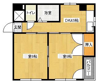 衣笠ビル(2K/5階)の間取り写真
