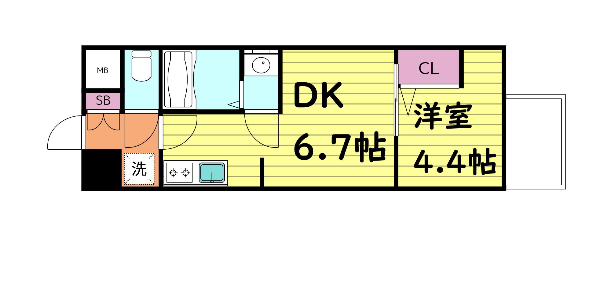 プレサンスOSAKA東成中本ハーヴィル(1DK/5階)の間取り写真