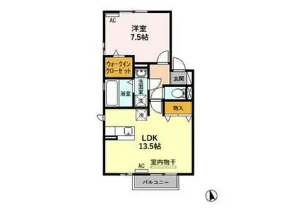 リビングタウン下奈良 C(1LDK/2階)の間取り写真