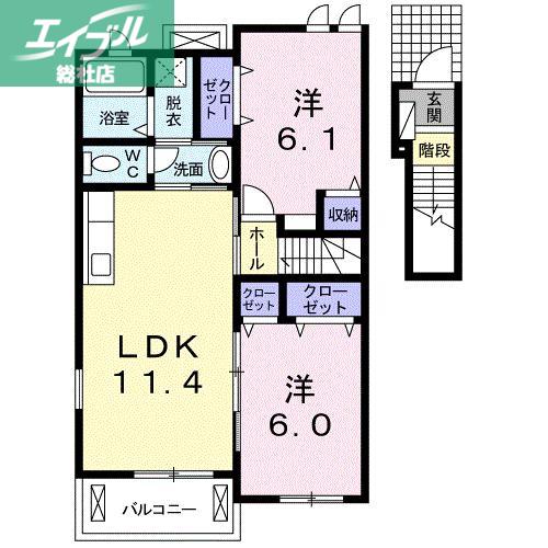 EXCEED B(2LDK/2階)の間取り写真