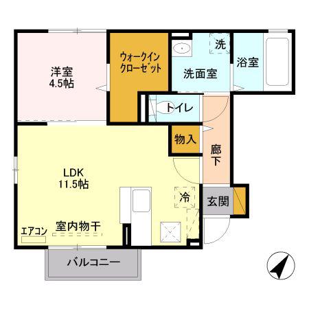 サンロイヤルB棟(1LDK/1階)の間取り写真