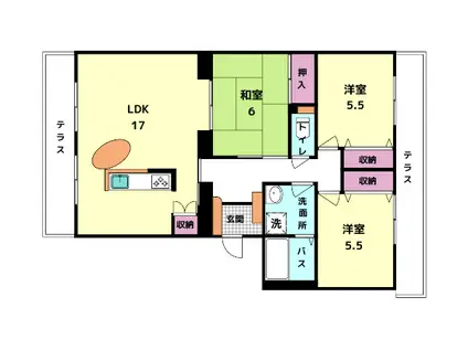 ファインスクエアーI(3LDK/1階)の間取り写真