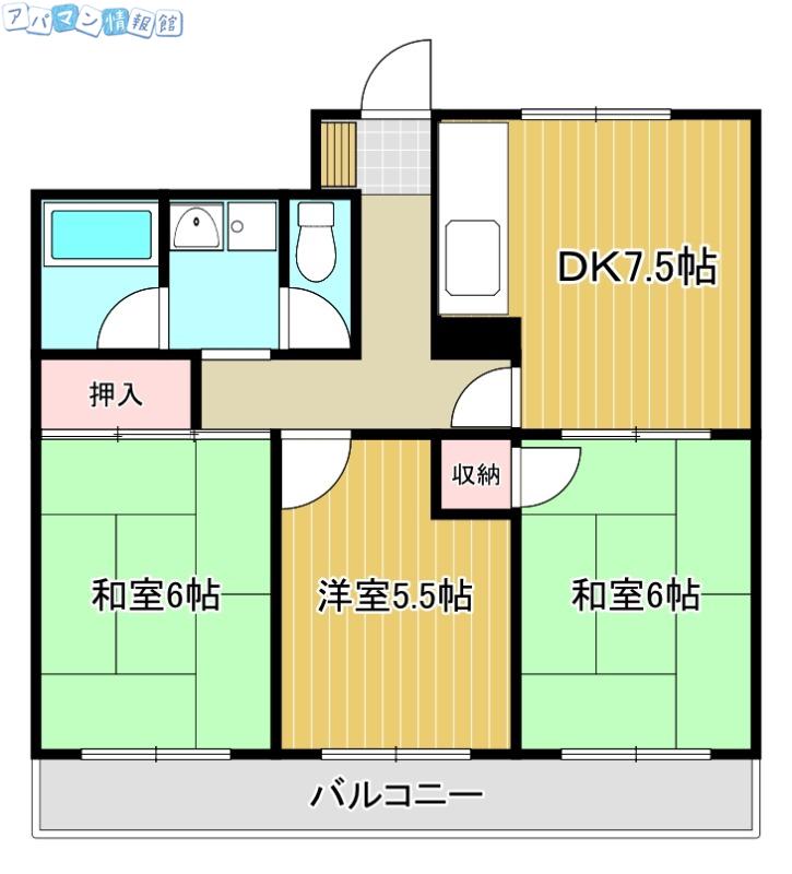 コンドミニアム信濃町(3LDK/2階)の間取り写真