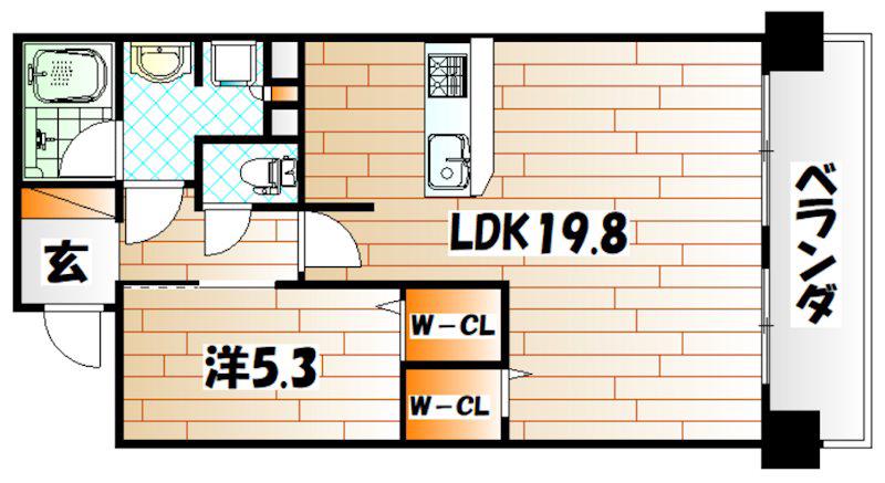 グランドパレスプラウド到津(1LDK/11階)の間取り写真