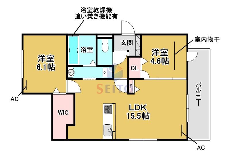 ルシェリア豊中(2LDK/3階)の間取り写真