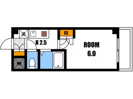 ONビル(1K/1階)の間取り写真