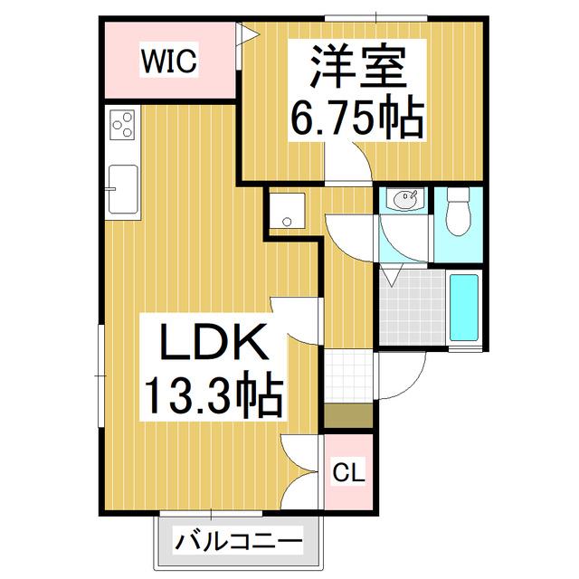 クレストファイブA(1LDK/1階)の間取り写真