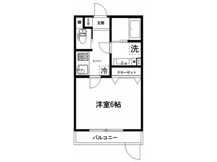 あかるB(1K/1階)の間取り写真