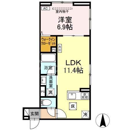 セレスティア大谷田III(1LDK/1階)の間取り写真