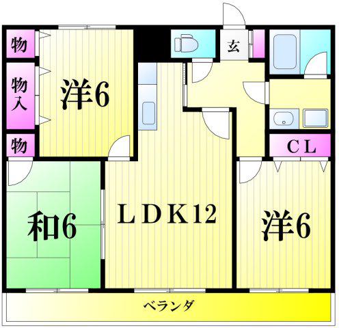 エントピア(3LDK/1階)の間取り写真