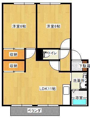 クオーレ(2LDK/1階)の間取り写真