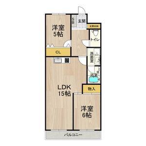 シャトーレイクルイーズ(2LDK/5階)の間取り写真